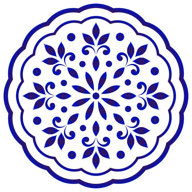 蓝白相间的花圆坛图片下载