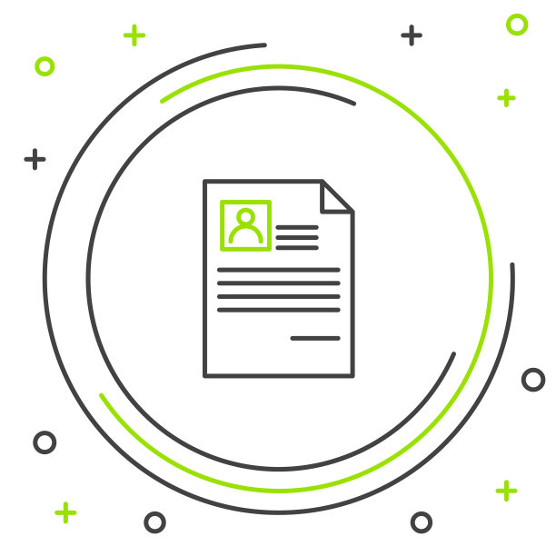 黑白线和绿线的简历图标隔离在白色图片下载