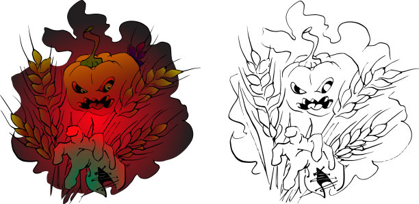 万圣节活生生的生气南瓜标志图片下载