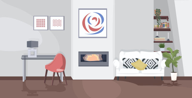 时尚的家居现代的客厅内部空无一物图片下载