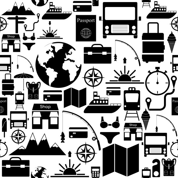 旅行无缝模式背景图标图片下载