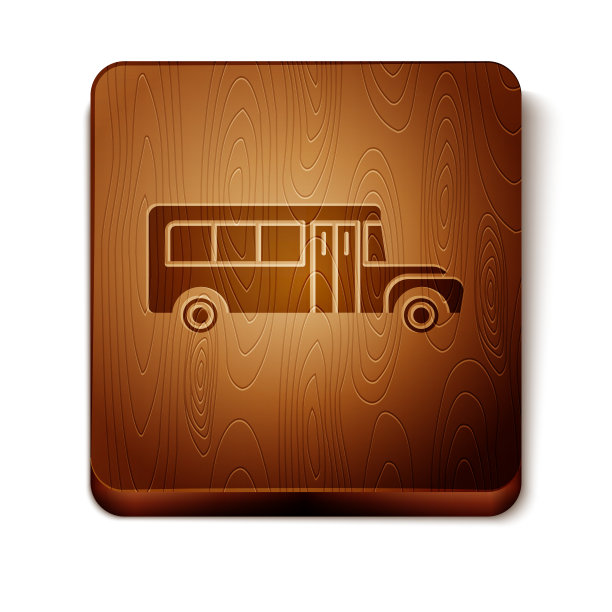 棕色校车图标孤立在白色背景上图片下载