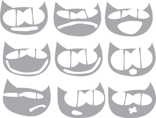 设置可爱的猫角色与各种情绪图片下载