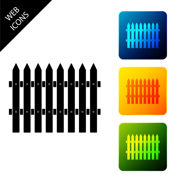 栅栏木制图标孤立的白色背景图片下载