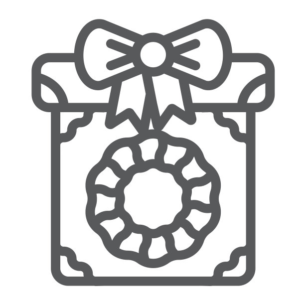 圣诞礼盒线条图标，新年礼物图片下载