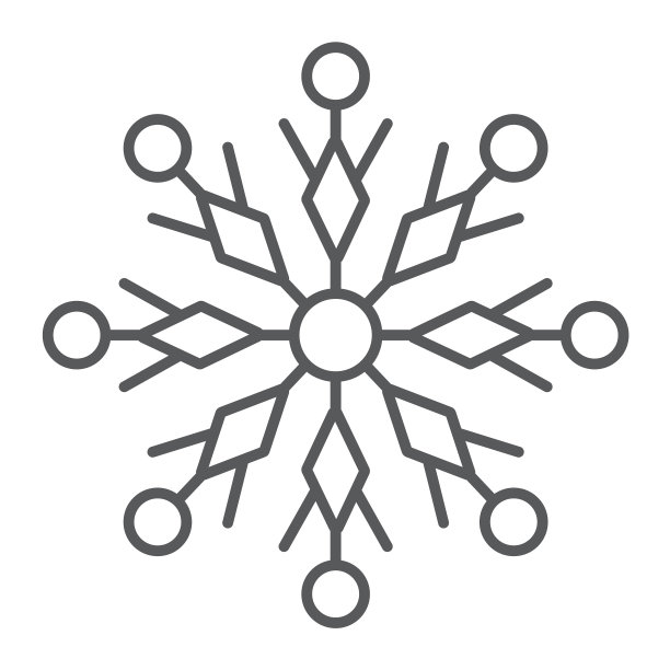 冬季冰雪细线雪花图标图片下载