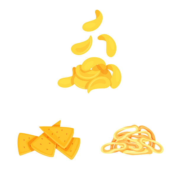 孤立物体食品和脆标志集图片下载