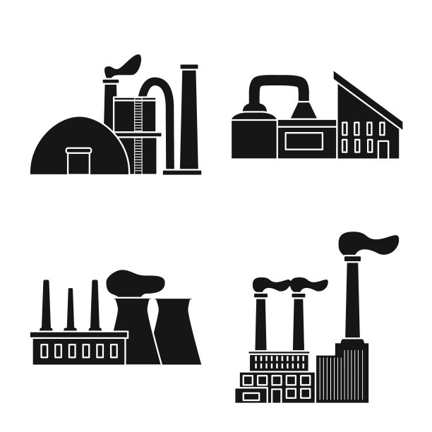 孤立对象工业和工厂图标集图片下载