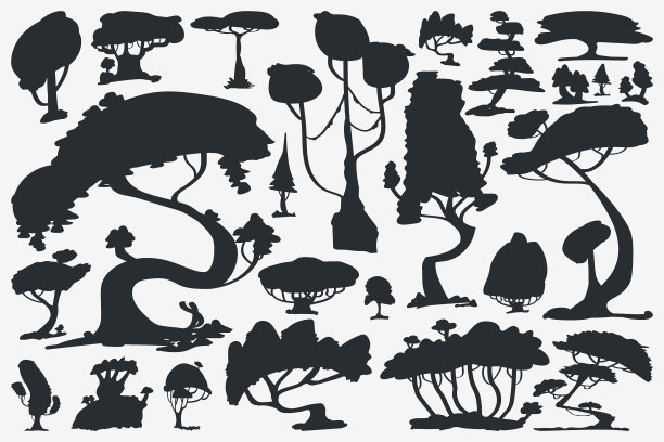 树剪影设置树孤立图片下载