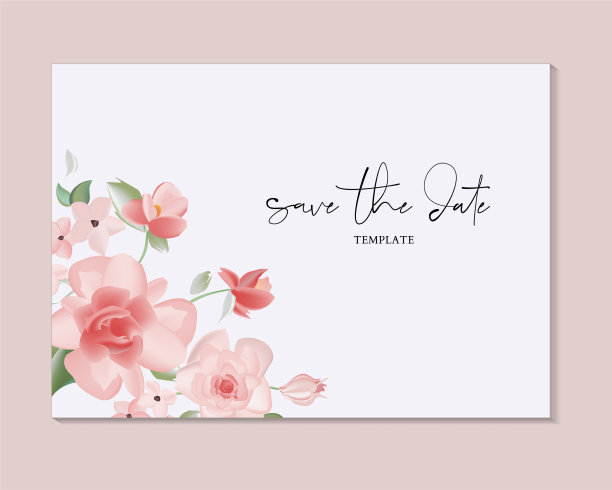 保存日期手绘卡植物婚礼图片下载