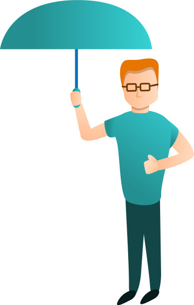 男人蓝色伞图标卡通风格图片下载