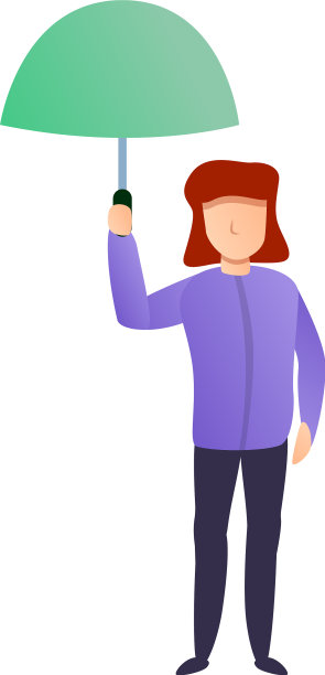 女孩小绿伞图标卡通风格图片下载