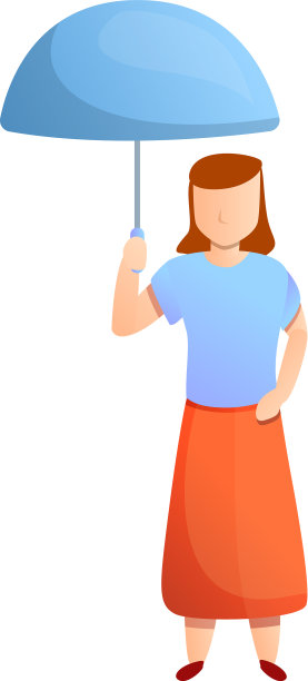 身穿红裙带蓝伞的女子图标图片下载