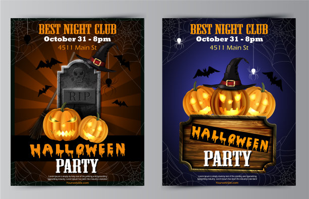 有南瓜的万圣节派对传单图片下载