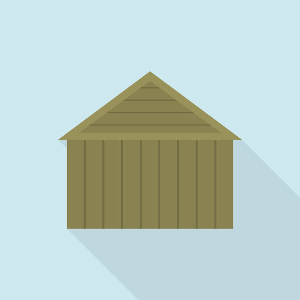 农场木材仓库图标平坦风格图片下载