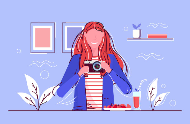 女人在镜子里自拍微笑的女孩图片下载