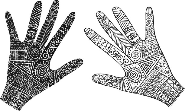 华丽的手波西米亚风格草图为您的设计图片下载