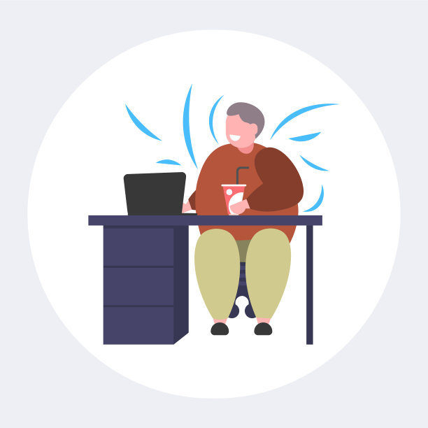 胖商人在工作场所喝可乐图片下载