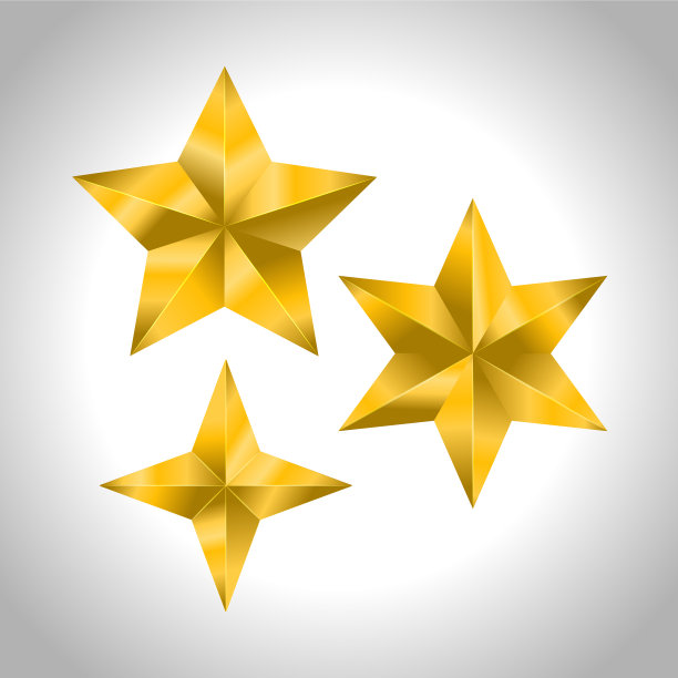 明星逼真的金属金色孤立的黄色3d图片下载