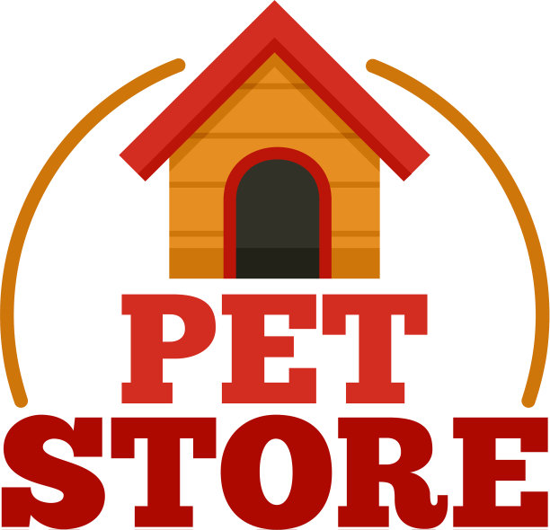 宠物店狗屋标志平风格图片下载