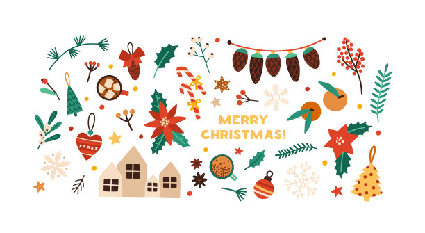 圣诞节日装饰套装图片下载