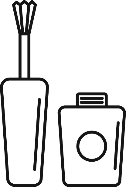 指甲油，指甲刷，瓶子，图标，轮廓风格图片下载