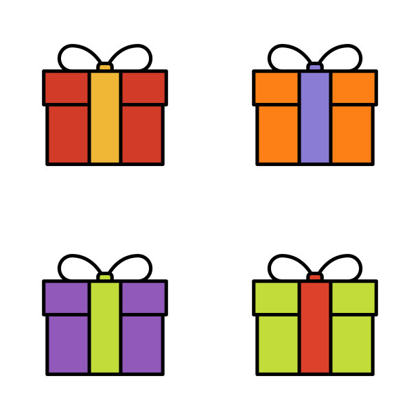 在白色背景上设置礼盒图片下载