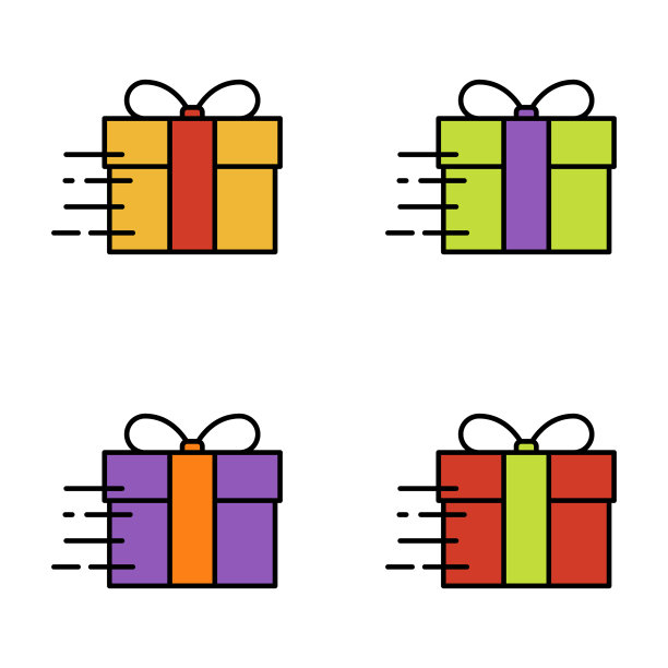 在白色背景上设置礼盒图片下载