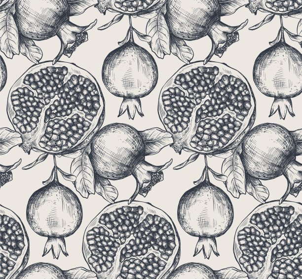 无缝图案与石榴果实图片下载