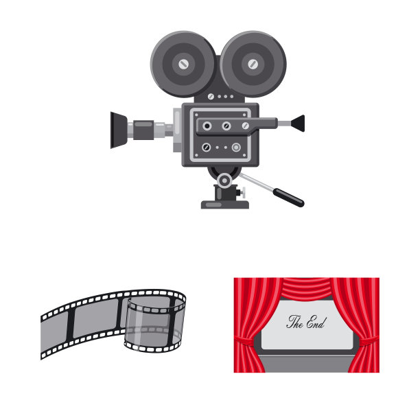 孤立的对象电影院和剧场符号集图片下载