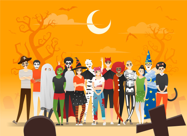 青少年在万圣节的服装概念图片下载