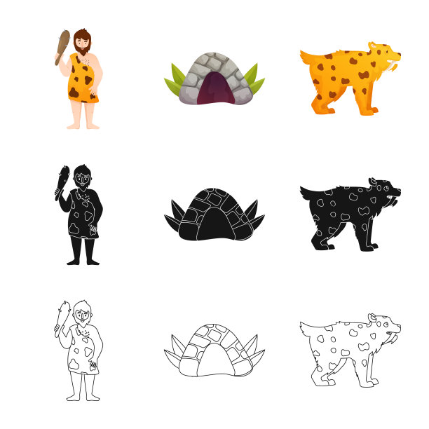 孤立的物体进化和新石器时代的图标图片下载