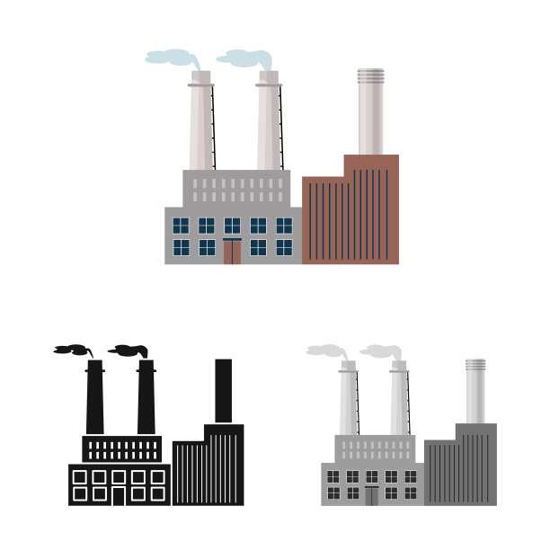 孤立的目标工厂和炼油厂图标集图片下载