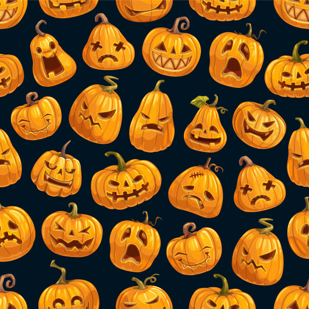 南瓜灯万圣节无缝图案图片下载