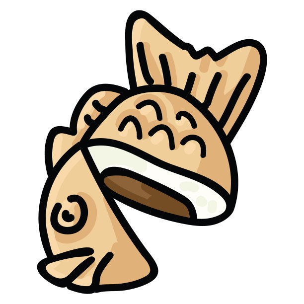 可爱的摊开鲷烧手画图片下载