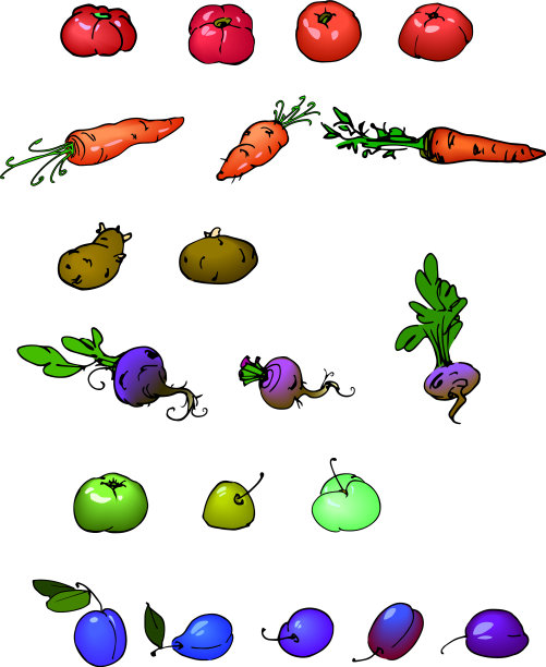 设置西红柿，土豆，苹果，李子，胡萝卜图片下载
