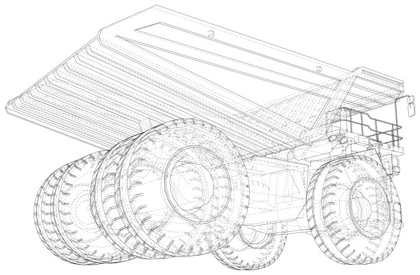重型自卸车翻车机在白色上图片下载