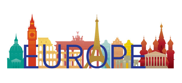 欧洲天际线地标文字或文字图片下载