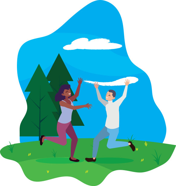 快乐的年轻夫妇在营地庆祝图片下载