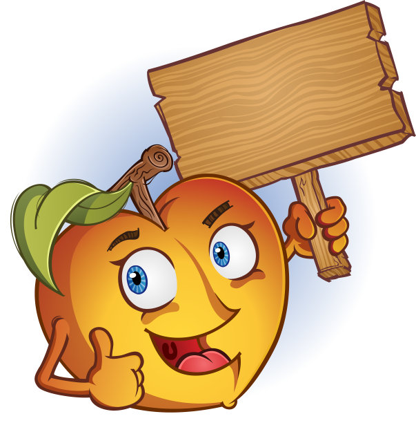 桃卡通人物举着木牌子图片下载