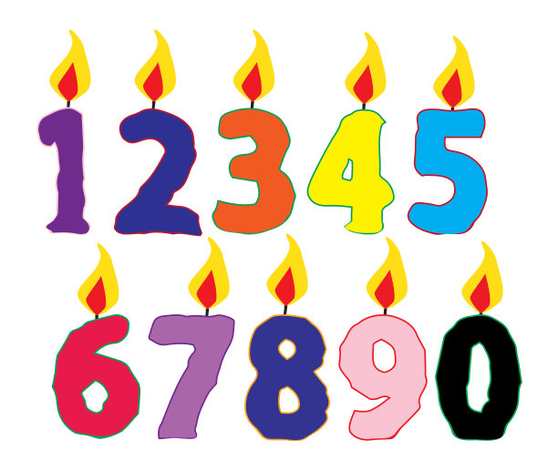 数燃烧孤立的蜡烛图片下载