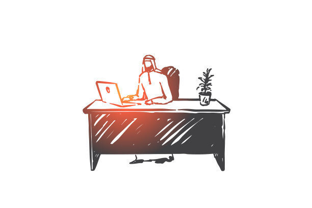 距离工作自由职业者概念草图手绘图片下载