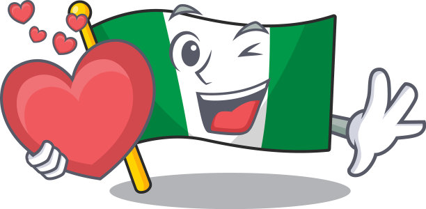 用心旗造型的尼日利亚卡通吉祥物图片下载