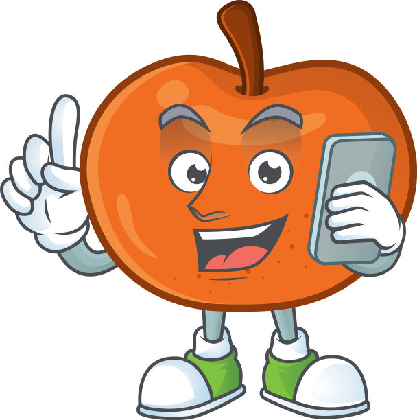 与手机新鲜橘子汁在卡通图片下载