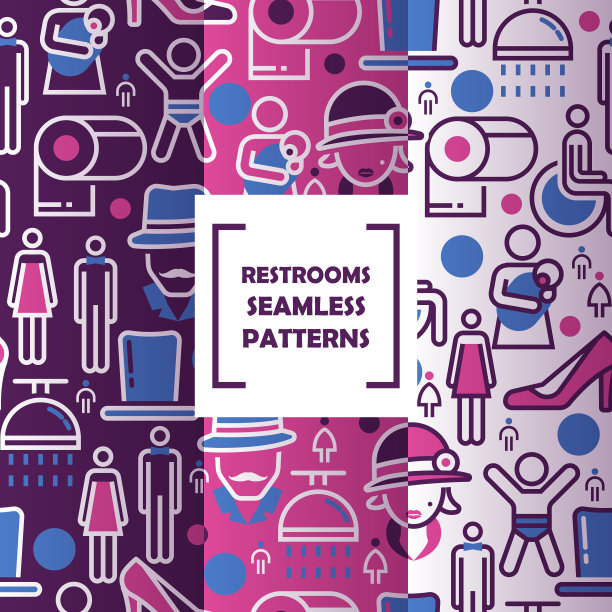 公共厕所图标无缝模式图片下载