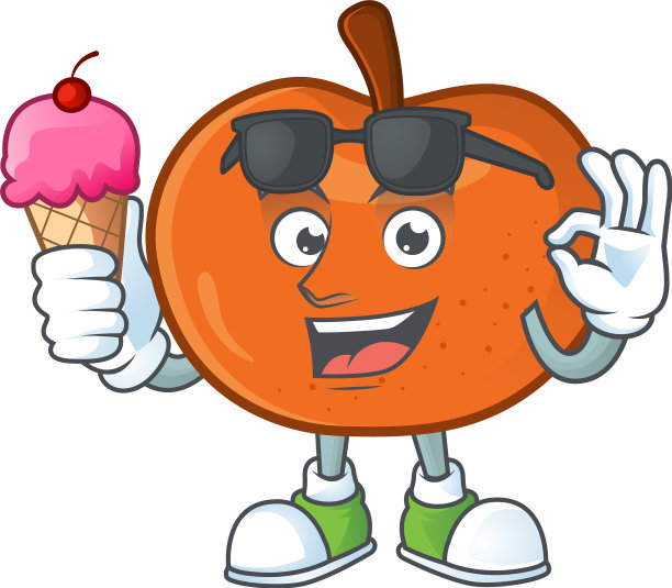 用雪糕配上橘子糖在卡通里图片下载