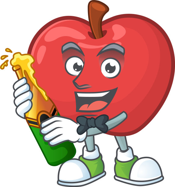 用啤酒可爱的苹果人物吉祥物与物件图片下载