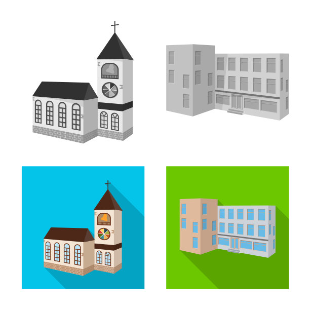 孤立的物体立面和房屋标志集图片下载