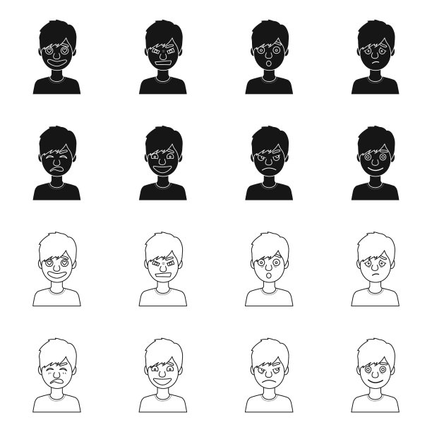 脸和男孩图标集图片下载