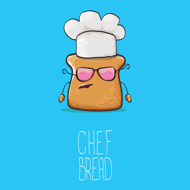 时髦的卡通可爱的面包厨师角色图片下载